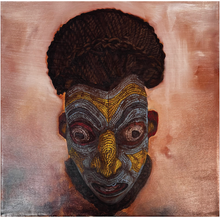 Load image into Gallery viewer, Decorative mask with intricate patterns on a textured brown background
