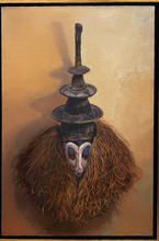 Load image into Gallery viewer, Artistic depiction of a stylized head with a textured surface and prominent features on a beige background.
